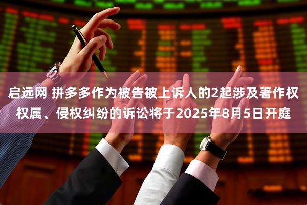 启远网 拼多多作为被告被上诉人的2起涉及著作权权属、侵权纠纷的诉讼将于2025年8月5日开庭